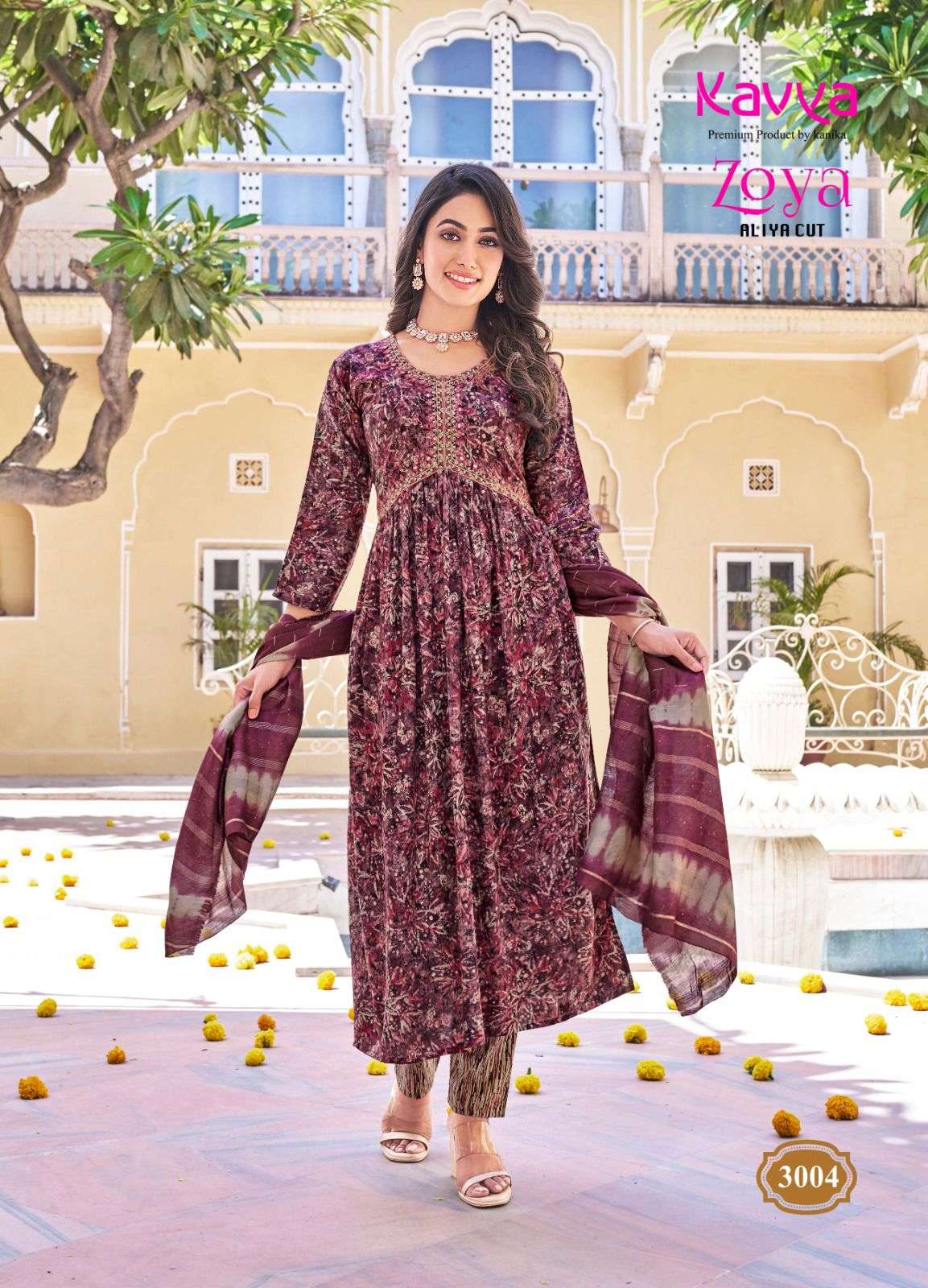 KAVYA ZOYA VOL 3 RAYON ALIA CUT STYLE FANCY KURTI COMBO SET 