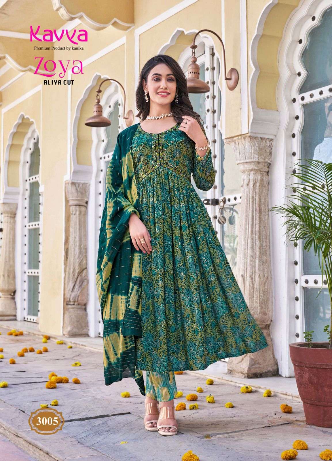 KAVYA ZOYA VOL 3 RAYON ALIA CUT STYLE FANCY KURTI COMBO SET 