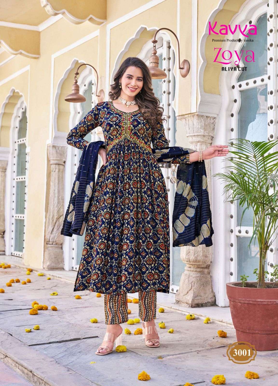 KAVYA ZOYA VOL 3 RAYON ALIA CUT STYLE FANCY KURTI COMBO SET 