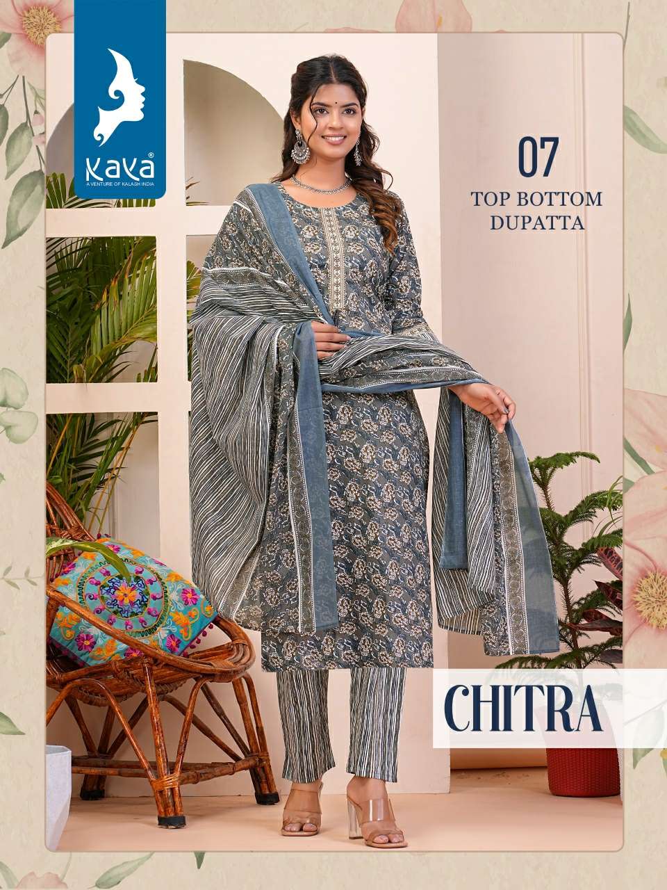 KAYA CHITRA COTTON PRINT LADIES KURTI COMBO SET 