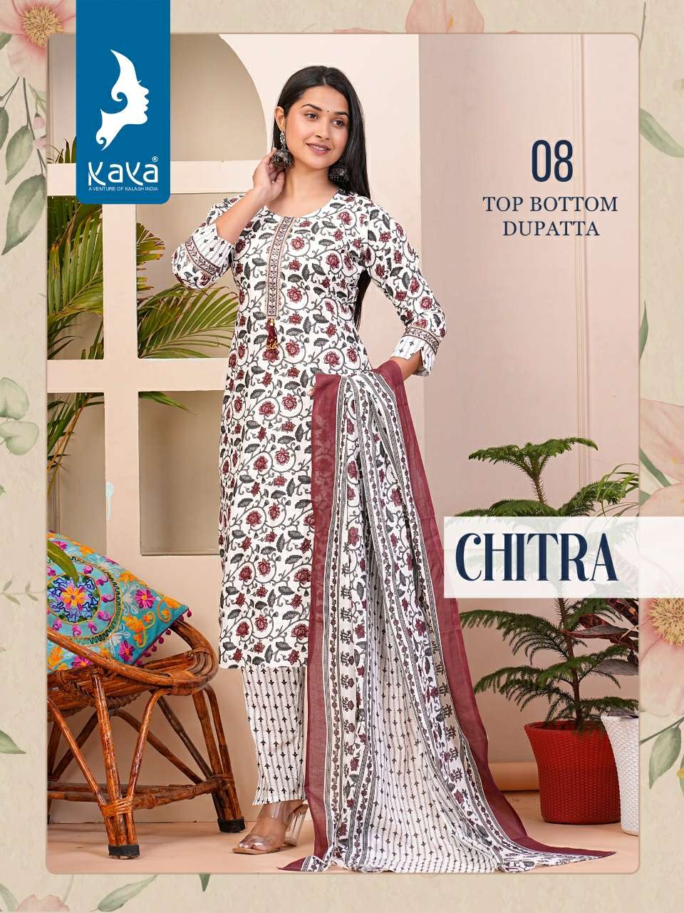 KAYA CHITRA COTTON PRINT LADIES KURTI COMBO SET 