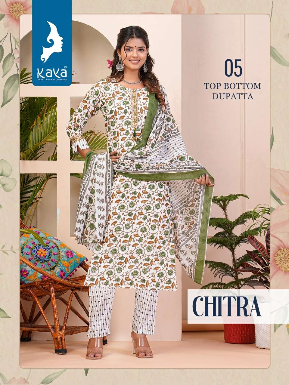 KAYA CHITRA COTTON PRINT LADIES KURTI COMBO SET 