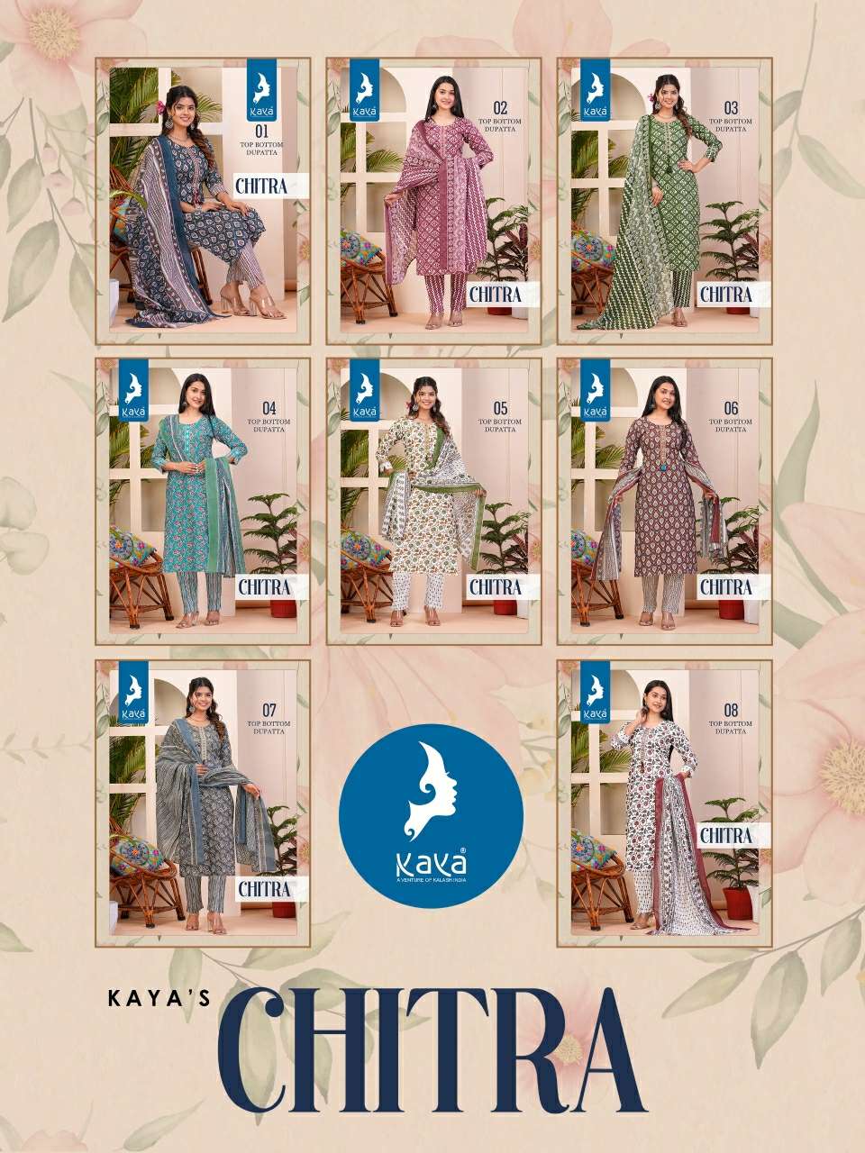 KAYA CHITRA COTTON PRINT LADIES KURTI COMBO SET 
