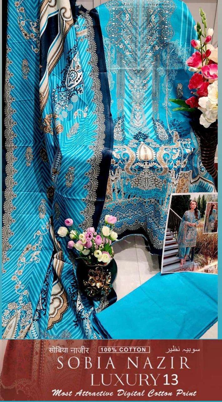 KEVAL FAB SOBIA NAZIR VOL 13 COTTON KARACHI PRINT SUIT