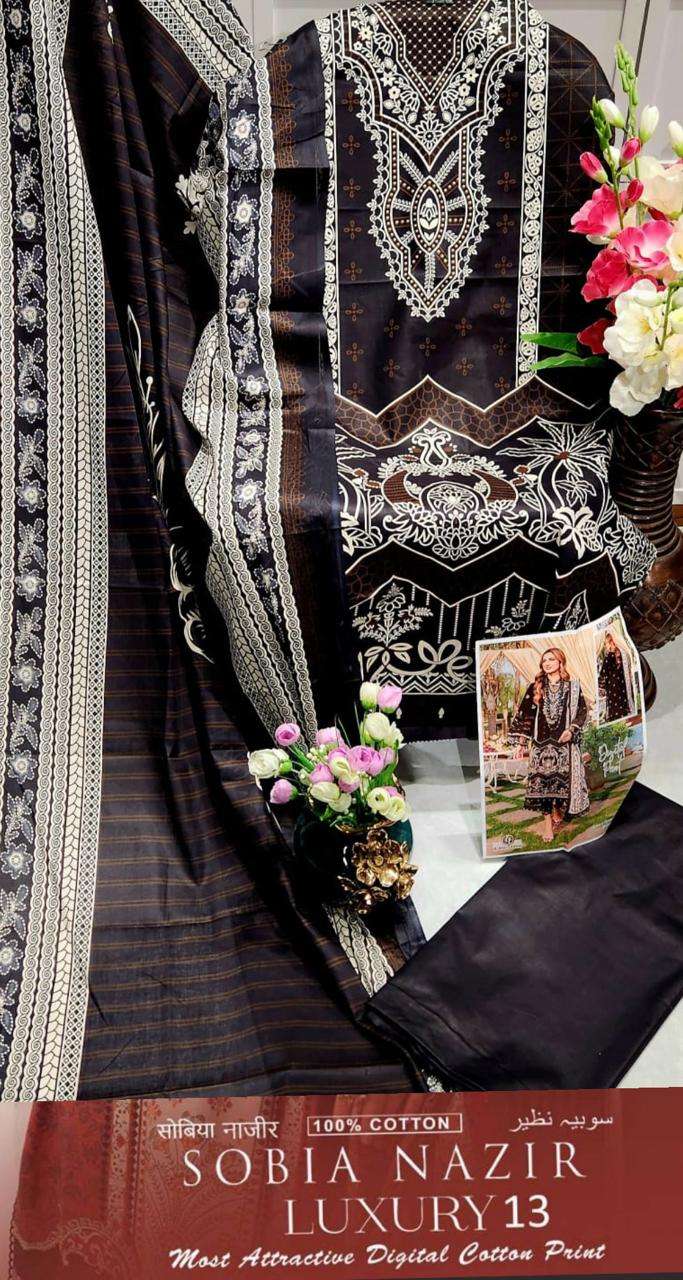 KEVAL FAB SOBIA NAZIR VOL 13 COTTON KARACHI PRINT SUIT