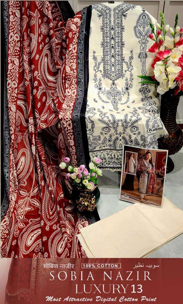KEVAL FAB SOBIA NAZIR VOL 13 COTTON KARACHI PRINT SUIT