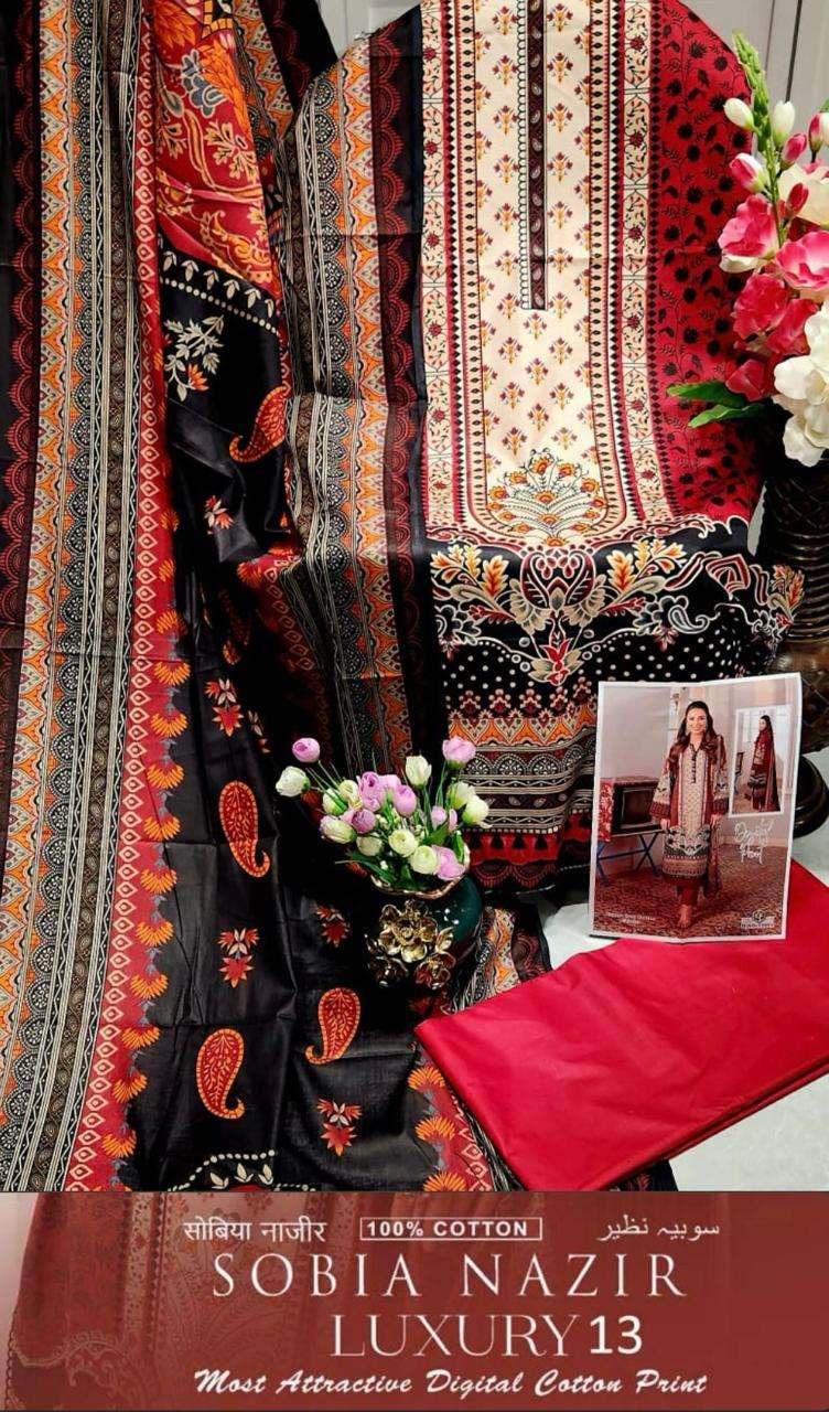 KEVAL FAB SOBIA NAZIR VOL 13 COTTON KARACHI PRINT SUIT