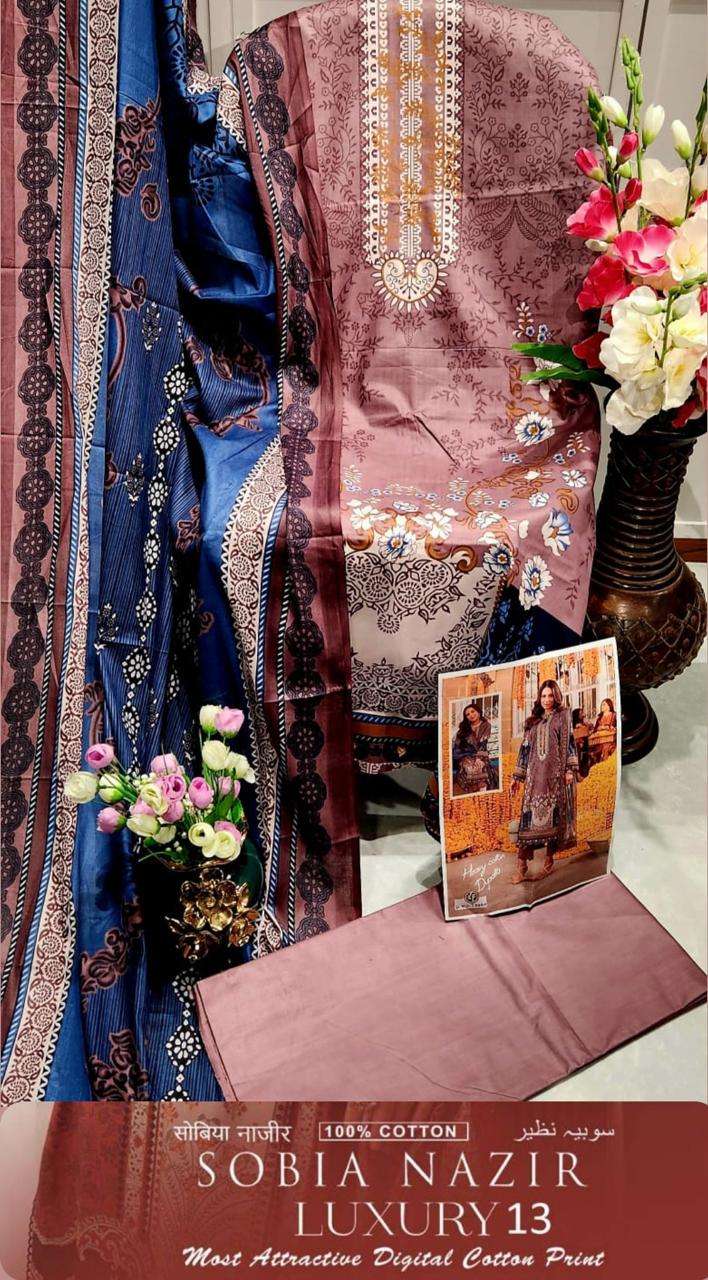 KEVAL FAB SOBIA NAZIR VOL 13 COTTON KARACHI PRINT SUIT