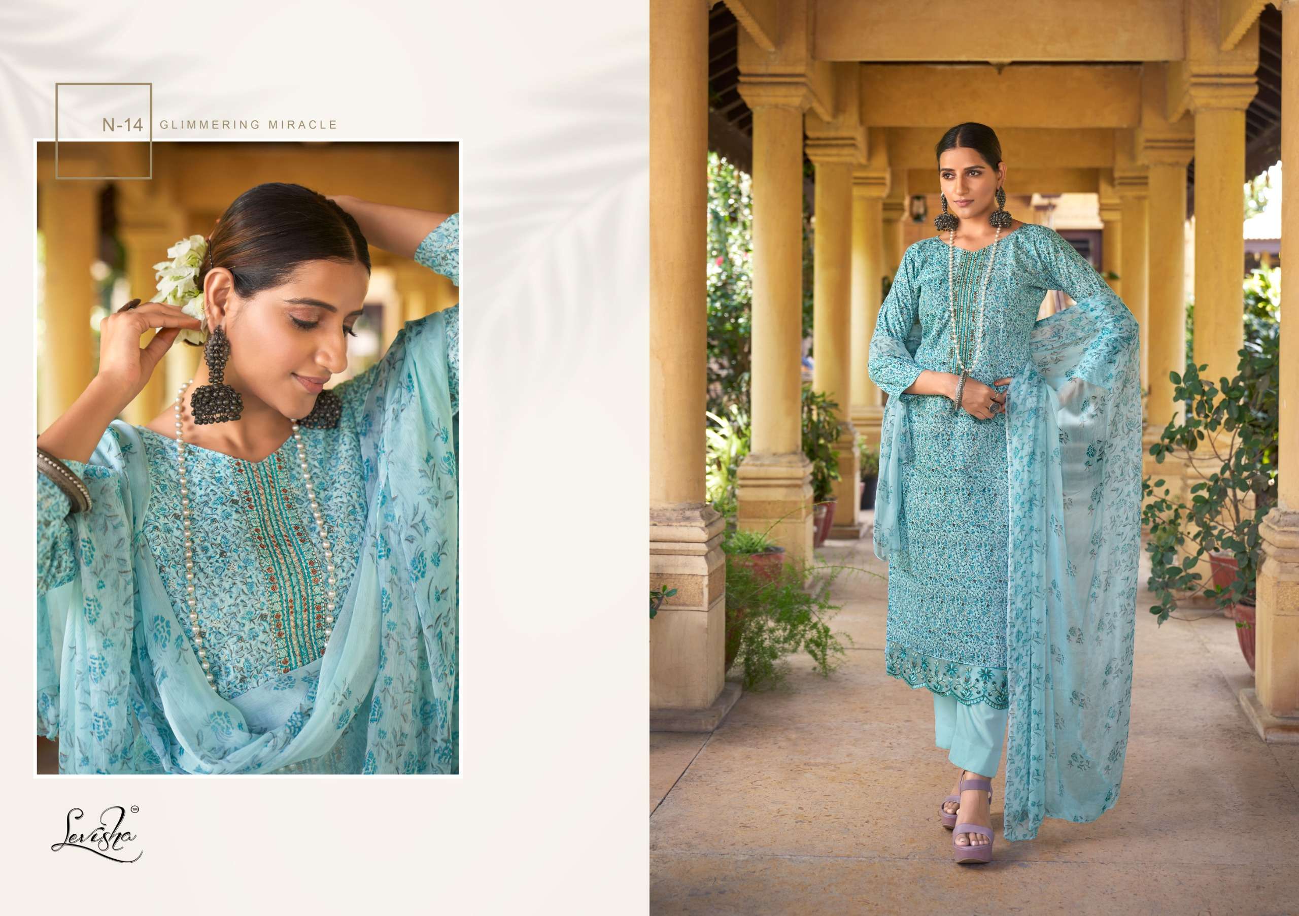 LEVISHA NAYASHA COTTON PRINT WITH SELF EMBROIDERY WORK SUIT