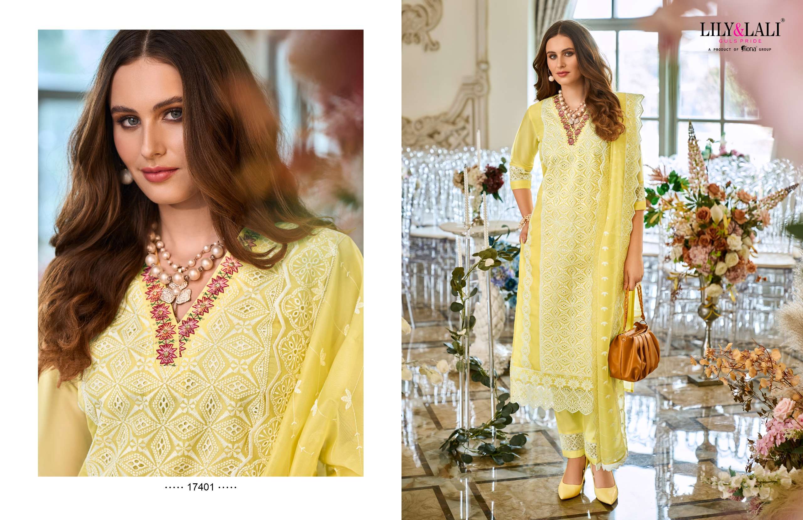 LILY AND LALI SUMMER BLOSSOM SCHIFFLI DESIGNER PARTY WEAR SUIT