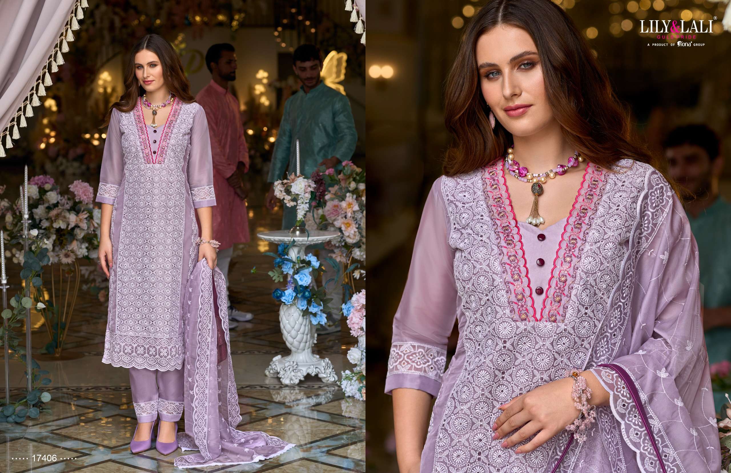 LILY AND LALI SUMMER BLOSSOM SCHIFFLI DESIGNER PARTY WEAR SUIT