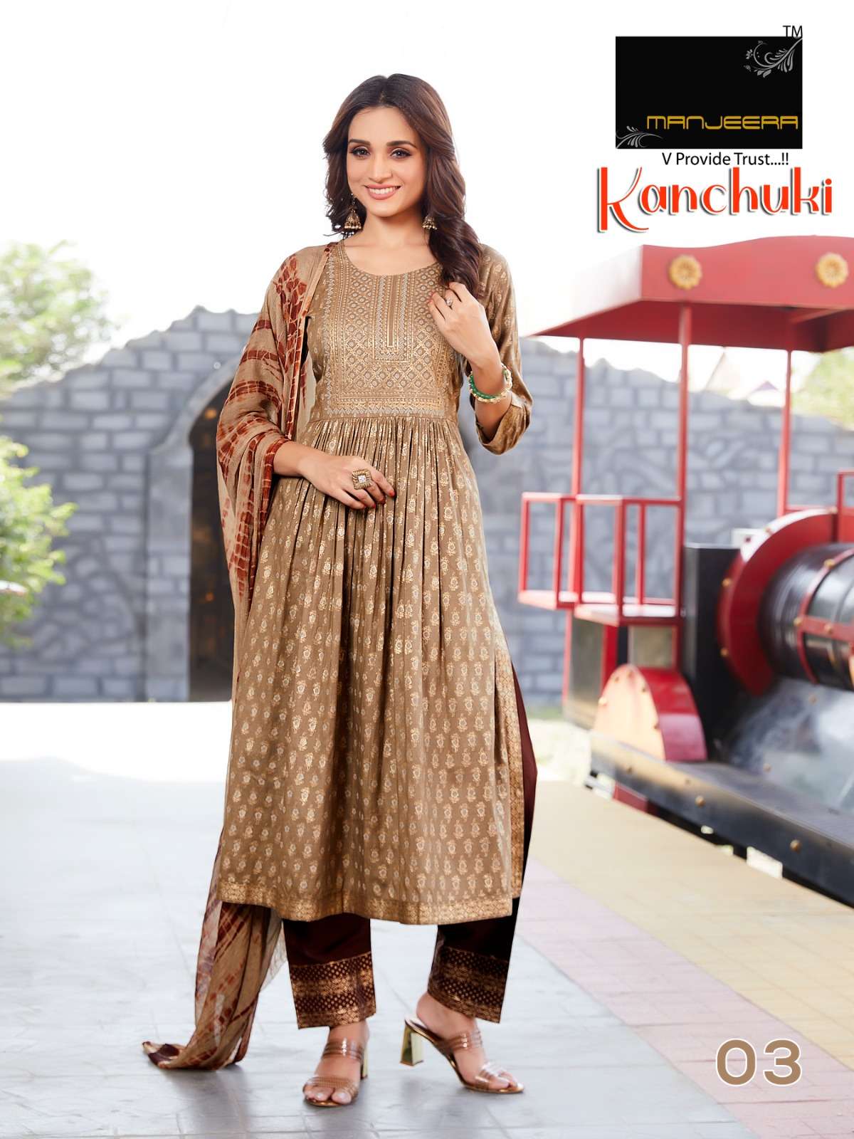 MANJEERA FASHION KANCHUKI NAIRA STYLE KURTI COMBO SET 