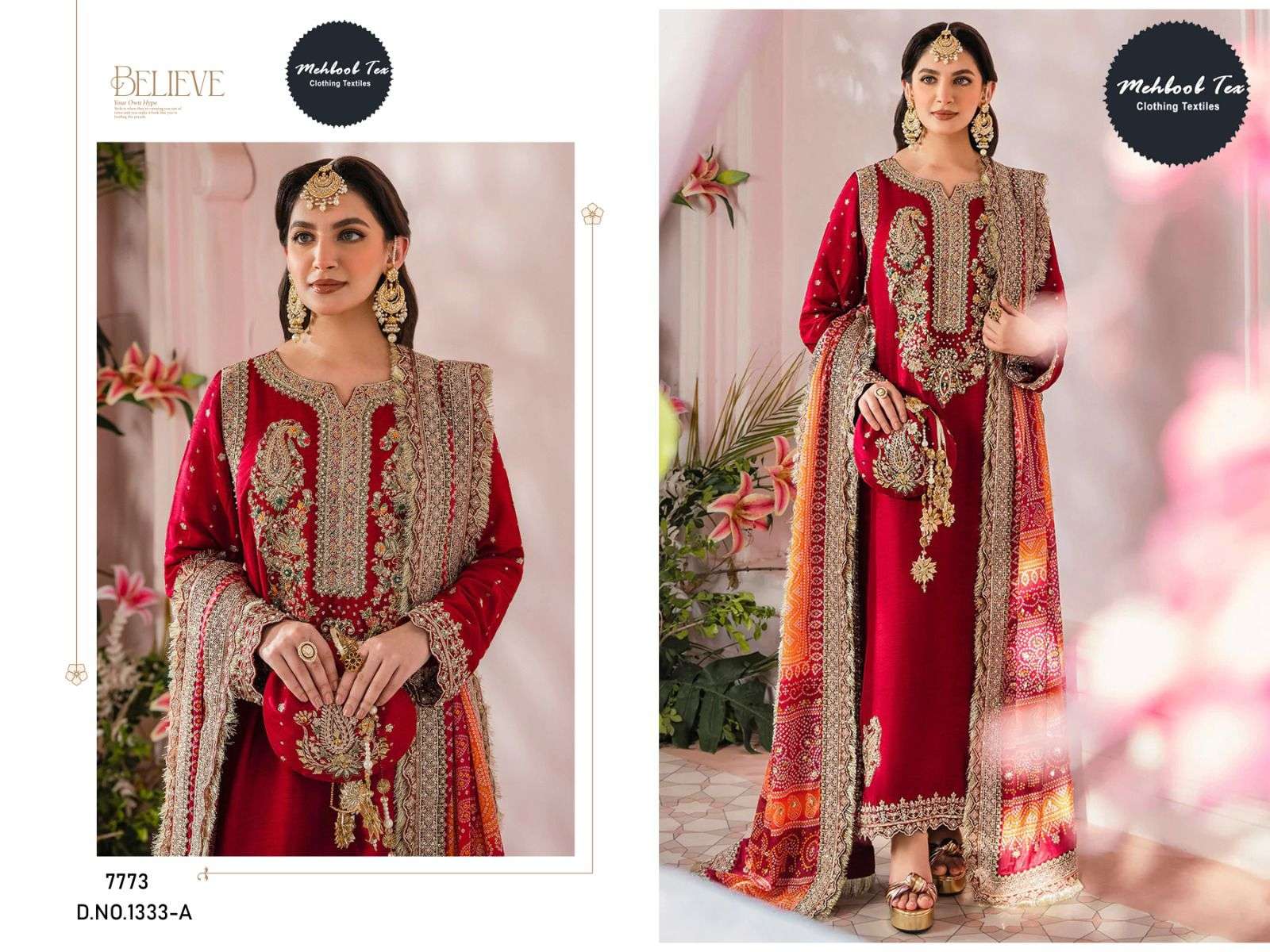 MEHBOOB TEX D NO 1333 GEORGETTE FANCY EMBROIDERY SUIT