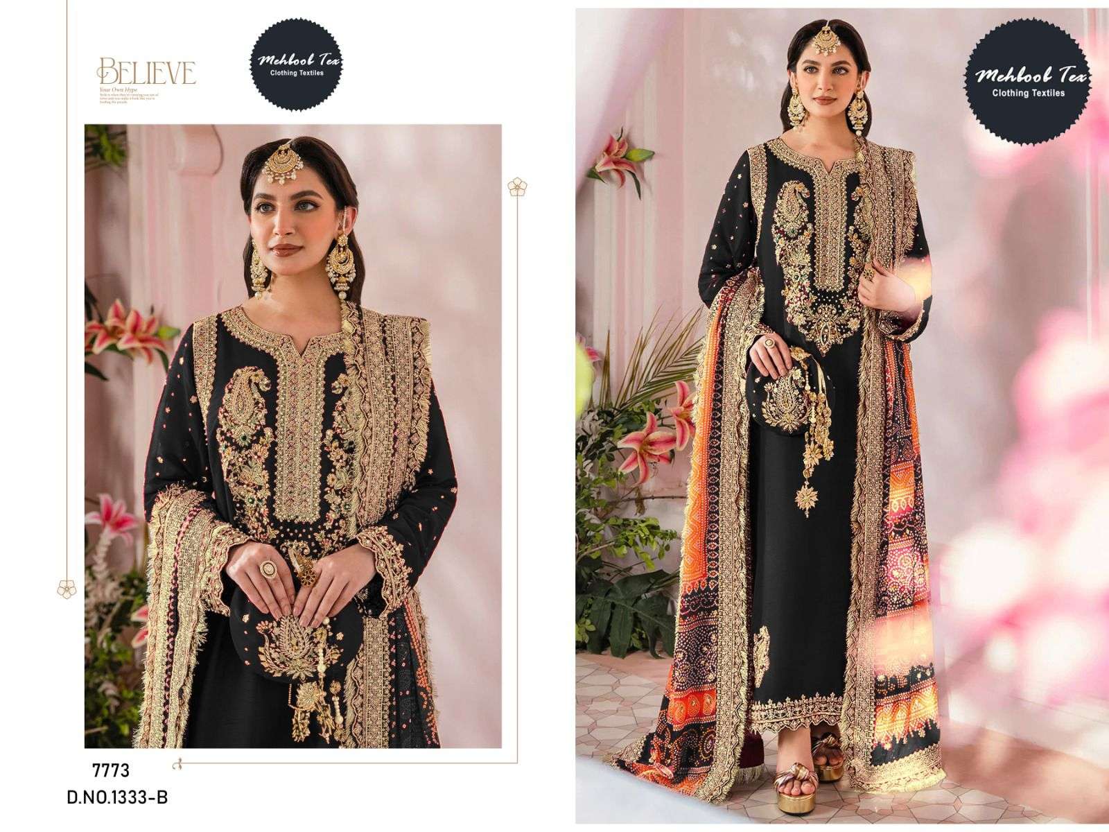 MEHBOOB TEX D NO 1333 GEORGETTE FANCY EMBROIDERY SUIT