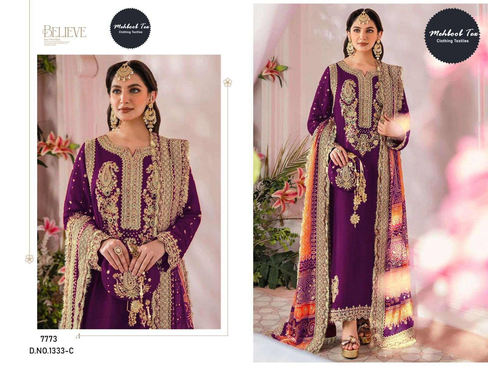 MEHBOOB TEX D NO 1333 GEORGETTE FANCY EMBROIDERY SUIT