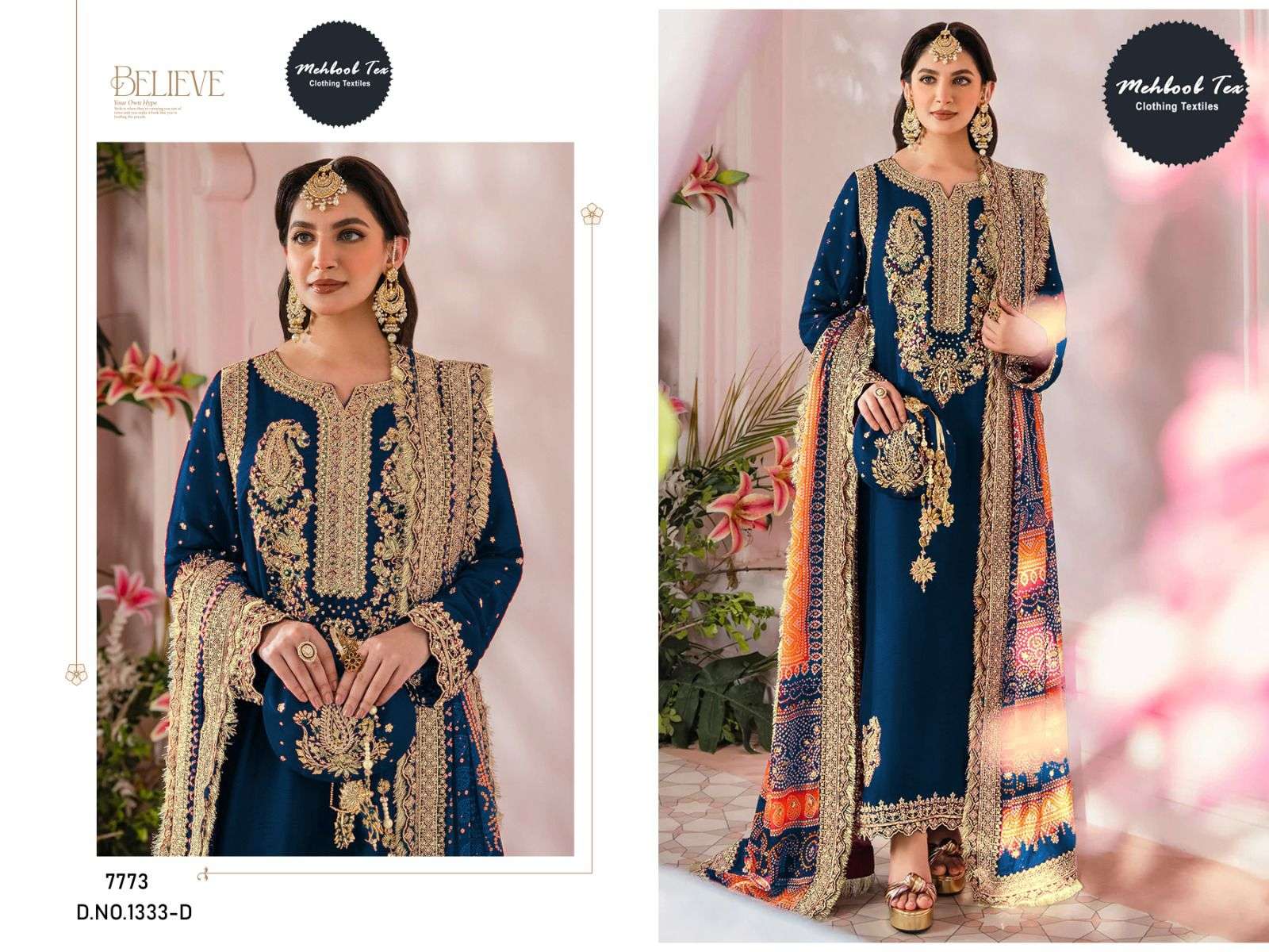 MEHBOOB TEX D NO 1333 GEORGETTE FANCY EMBROIDERY SUIT