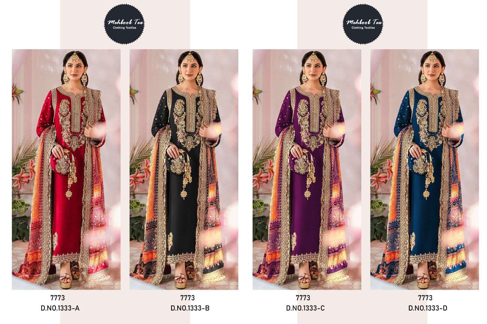 MEHBOOB TEX D NO 1333 GEORGETTE FANCY EMBROIDERY SUIT