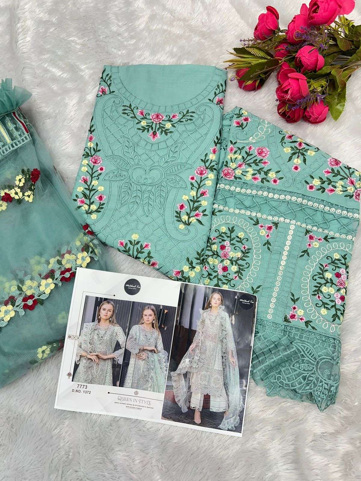 MEHBOOB TEX D NO 1371 AND 1372 COTTON CHIKANKARI SUIT