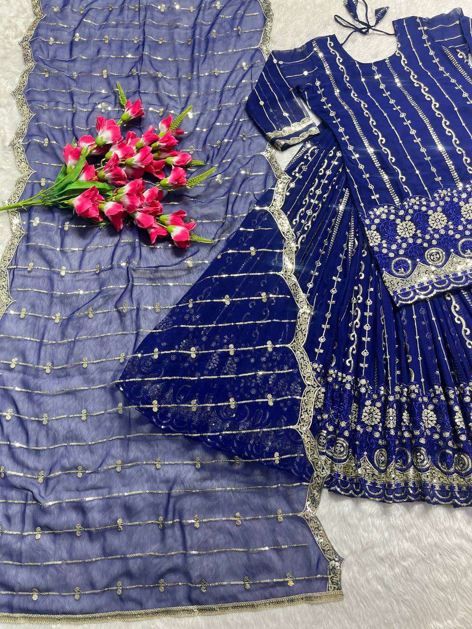 MF 392 BLUE SHARARA SUIT