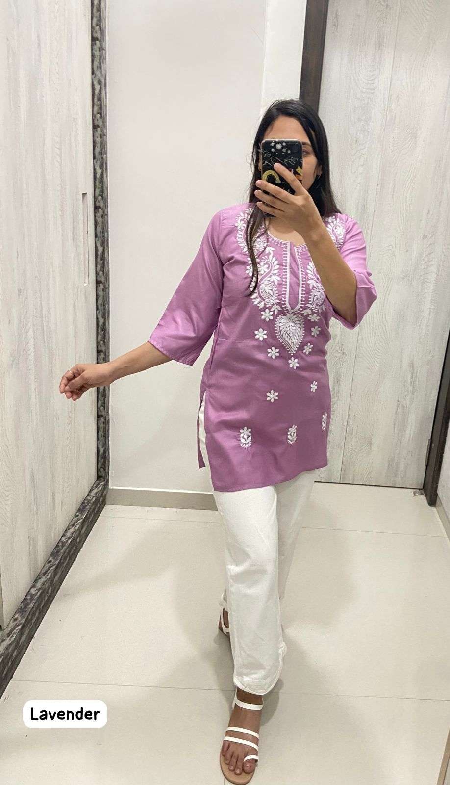 MF CHIKAN TOPS RAYON FANCY SHORT KURTI