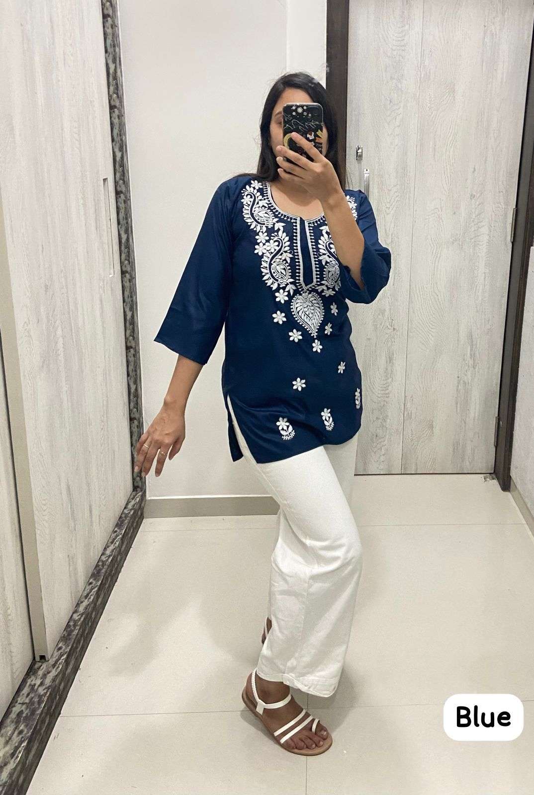 MF CHIKAN TOPS RAYON FANCY SHORT KURTI