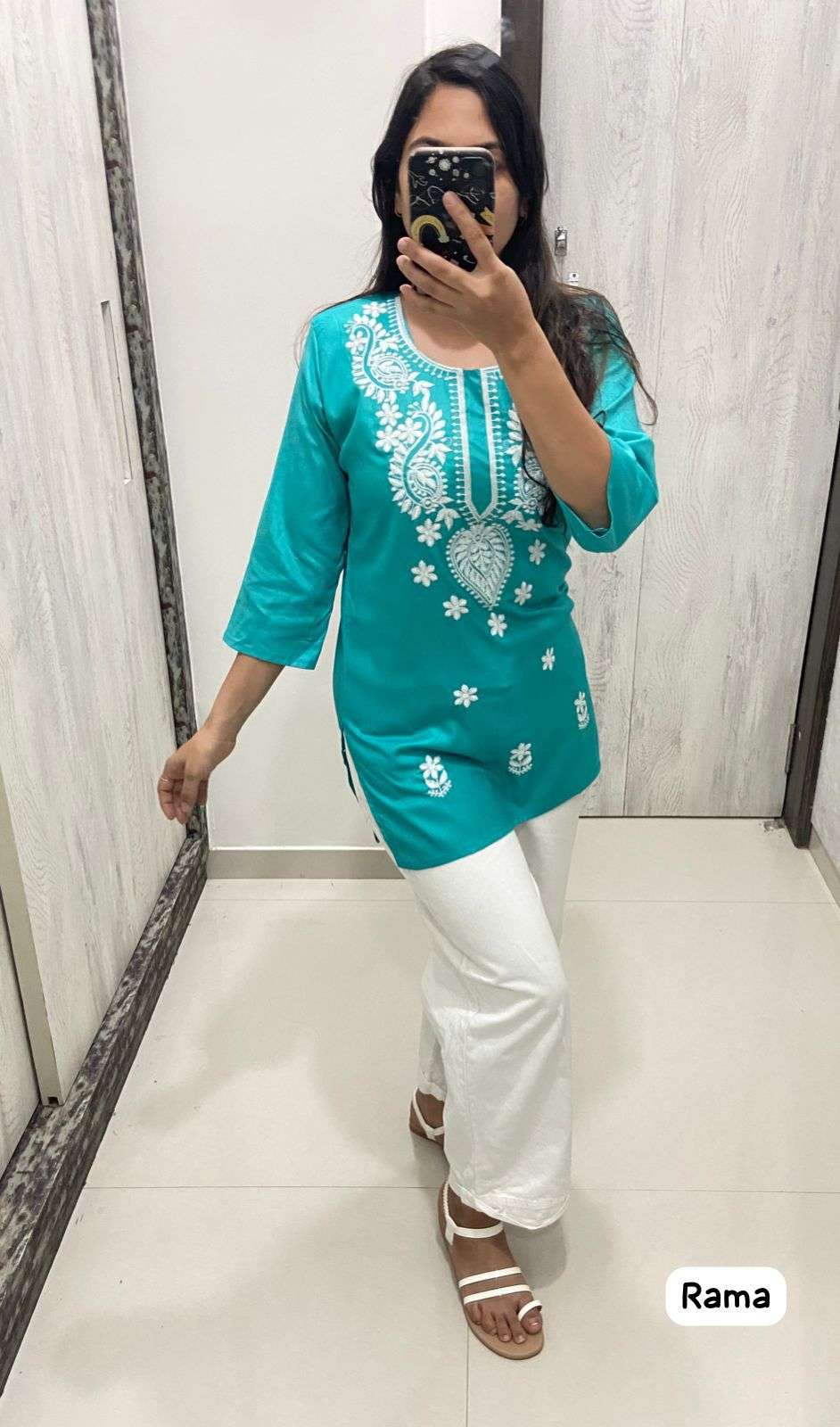 MF CHIKAN TOPS RAYON FANCY SHORT KURTI