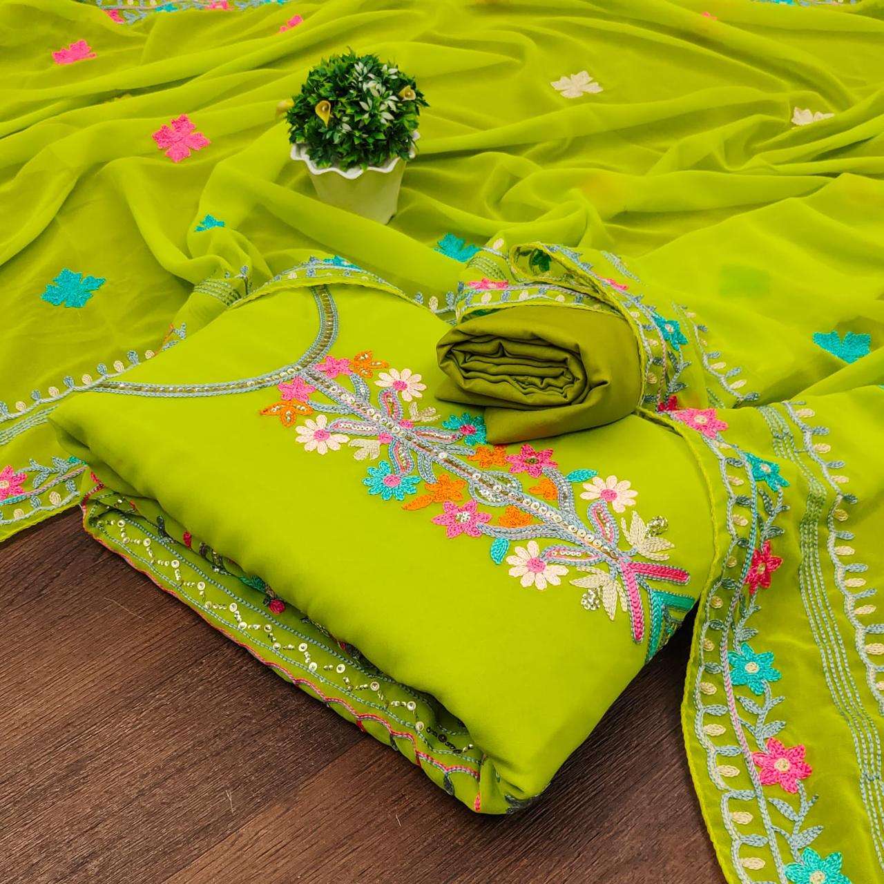 MF D NO 50079 GEORGETTE FANCY WORK SALWAR SUIT