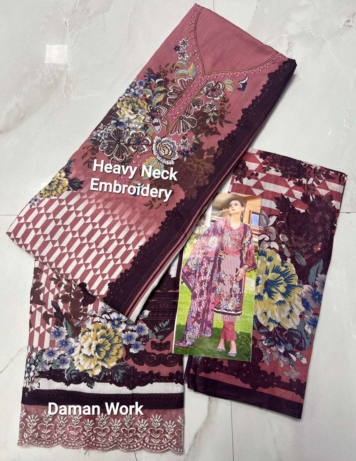 MF EMBROIDERED WORK COLLECTION LAWN COTTON SUIT