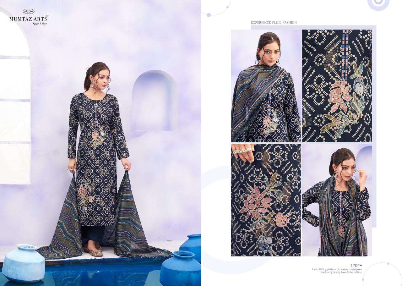 MUMTAZ ARTS RUHANI JAM SATIN FANCY WORK SUIT
