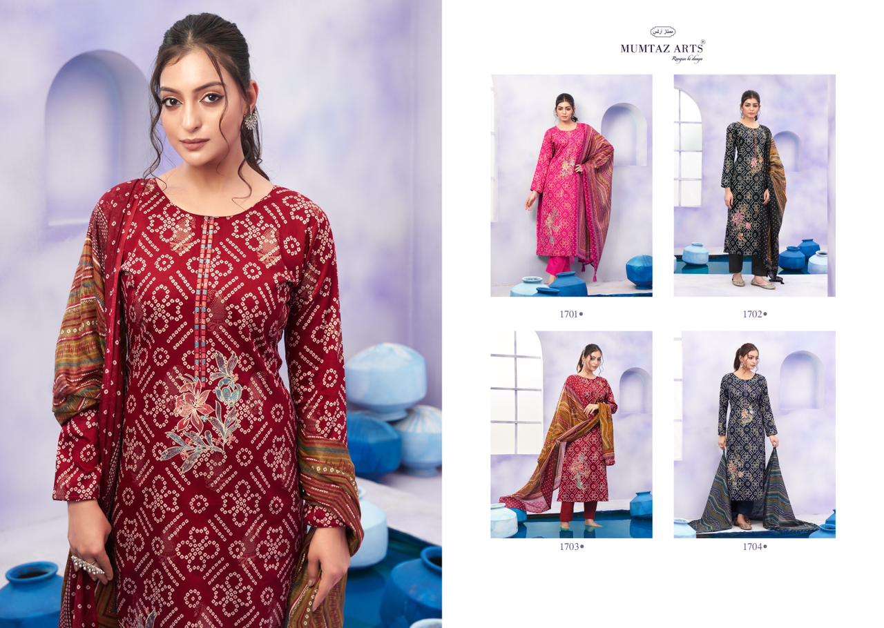 MUMTAZ ARTS RUHANI JAM SATIN FANCY WORK SUIT
