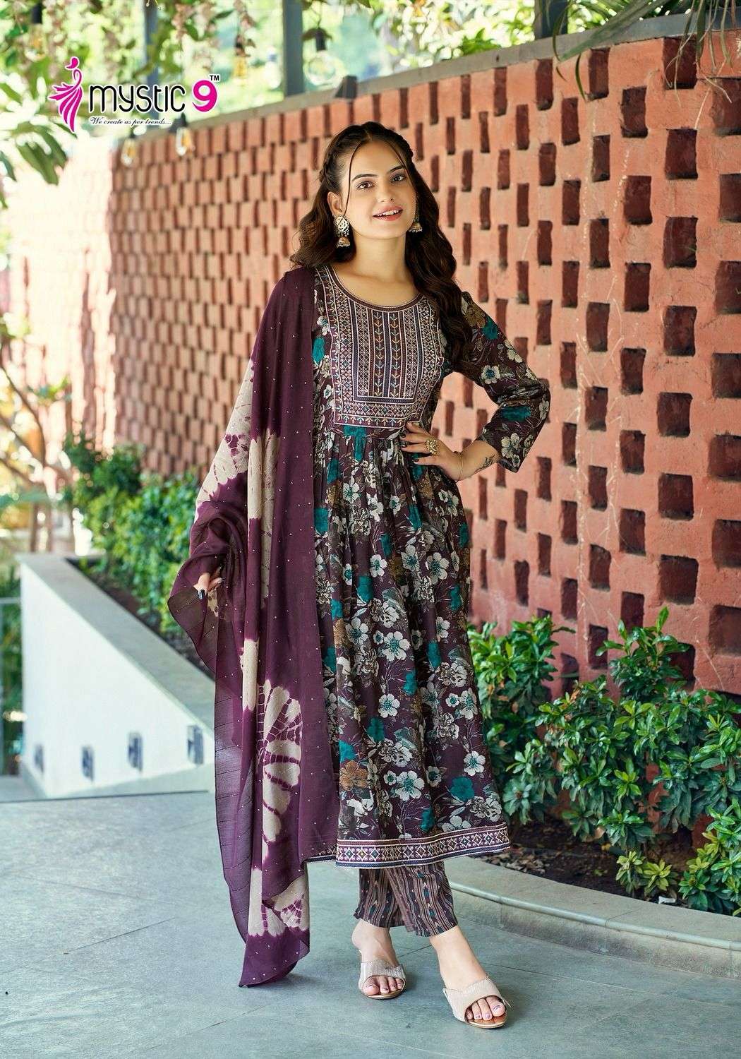MYSTIC 9 BLACK BEAUTY RAYON FANCY NAIRA STYLE KURTI COMBO SET 
