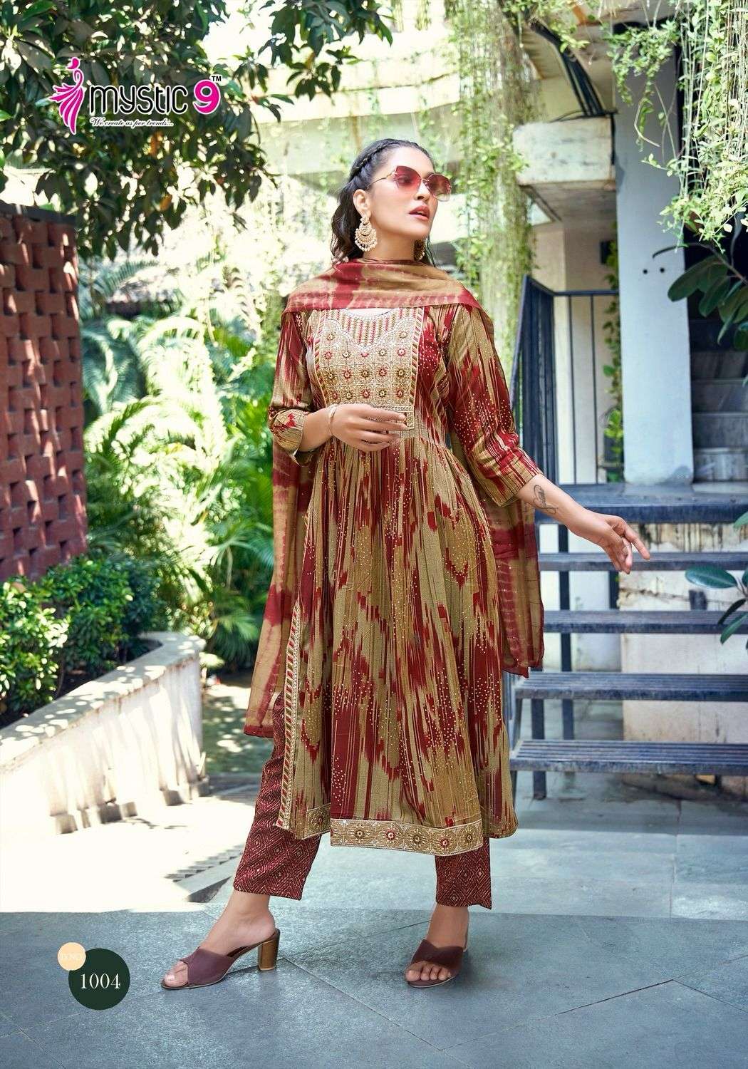 MYSTIC 9 BLACK BEAUTY RAYON FANCY NAIRA STYLE KURTI COMBO SET 