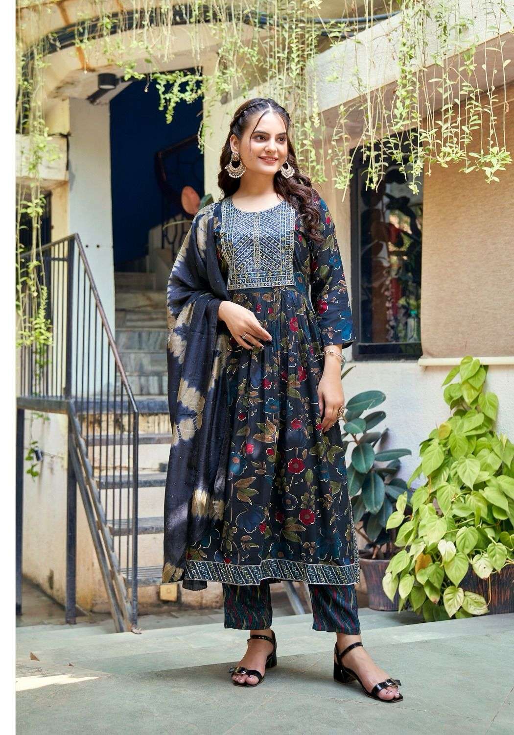 MYSTIC 9 BLACK BEAUTY RAYON FANCY NAIRA STYLE KURTI COMBO SET 