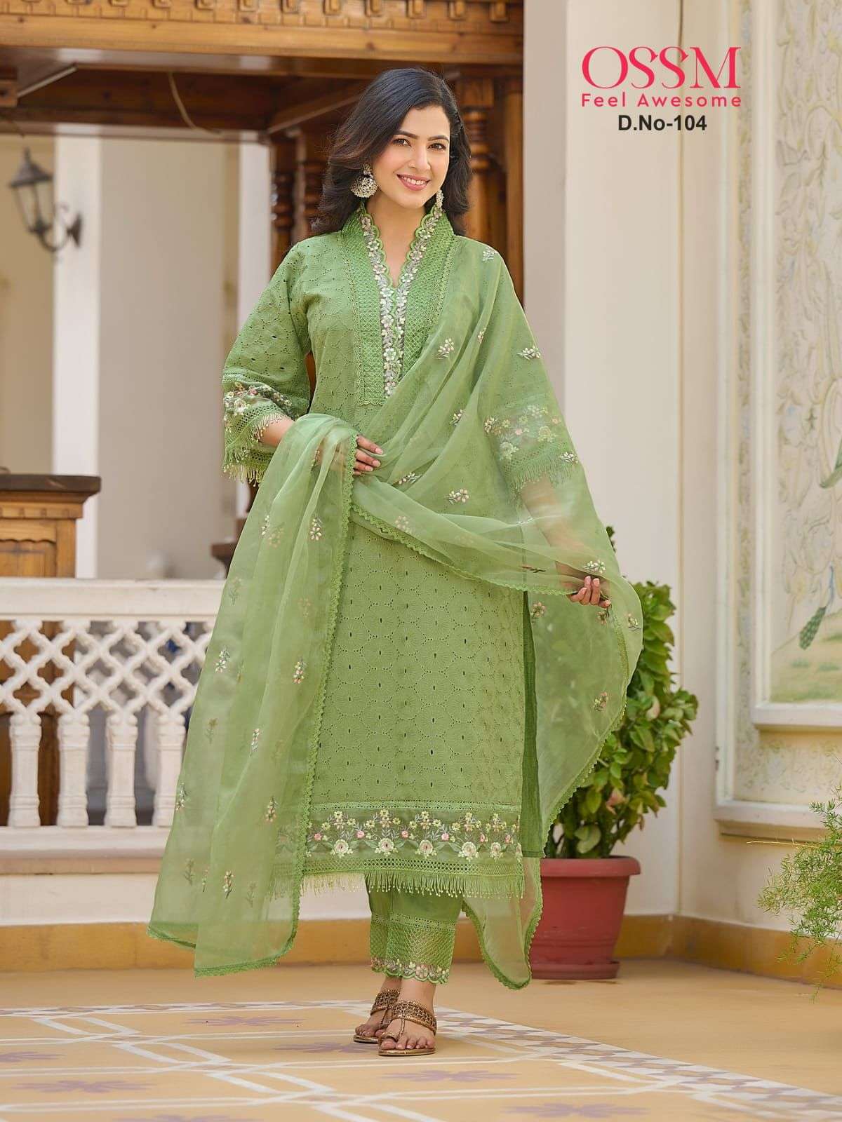 OSSM SUMMER LOVE COTTON CHIANKARI KURTI COMBO SET 