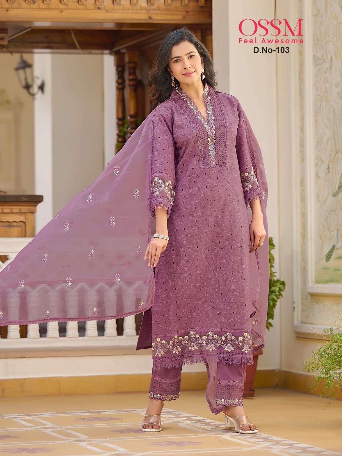OSSM SUMMER LOVE COTTON CHIANKARI KURTI COMBO SET 