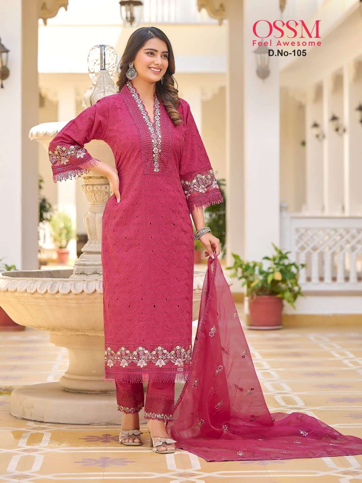 OSSM SUMMER LOVE COTTON CHIANKARI KURTI COMBO SET 