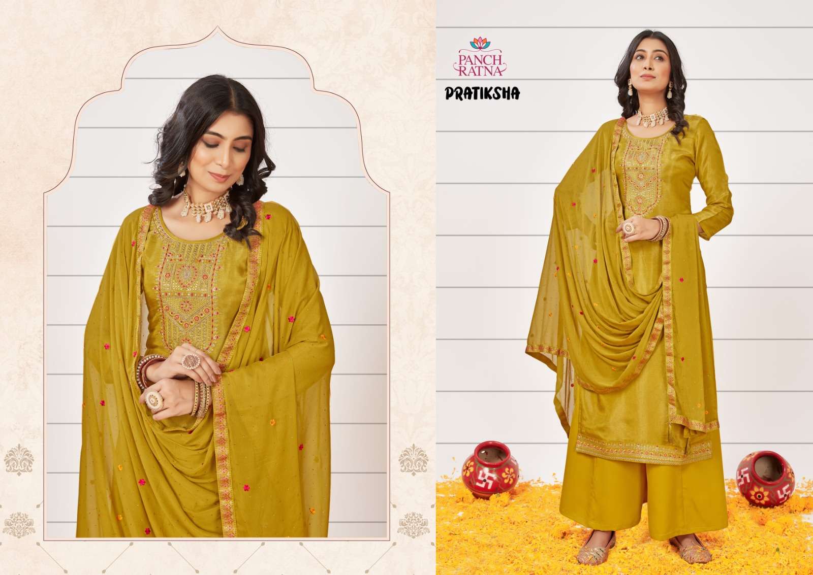 PANCH RATNA PRATIKSHA ORGANZA WITH SEQUENCE WORK SUIT