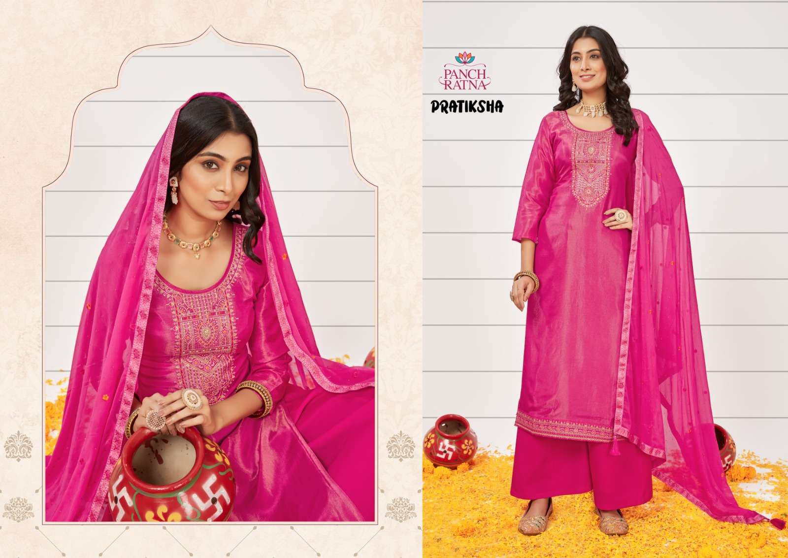 PANCH RATNA PRATIKSHA ORGANZA WITH SEQUENCE WORK SUIT