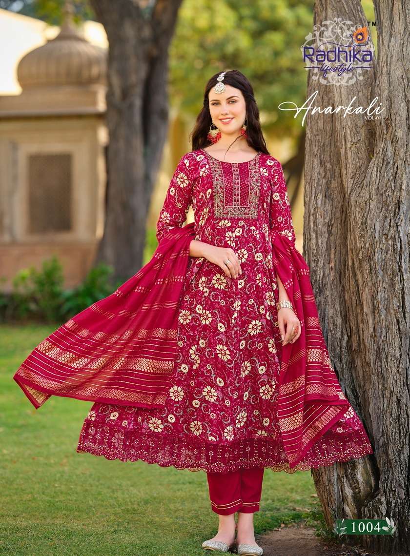 RADHIKA LIFESTYLE ANARKALI VOL 1 RAYON FANCY KURTI COMBO SET 