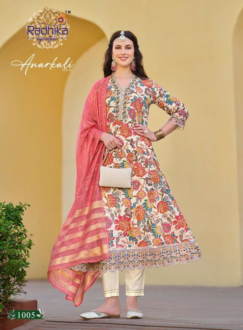 RADHIKA LIFESTYLE ANARKALI VOL 1 RAYON FANCY KURTI COMBO SET 