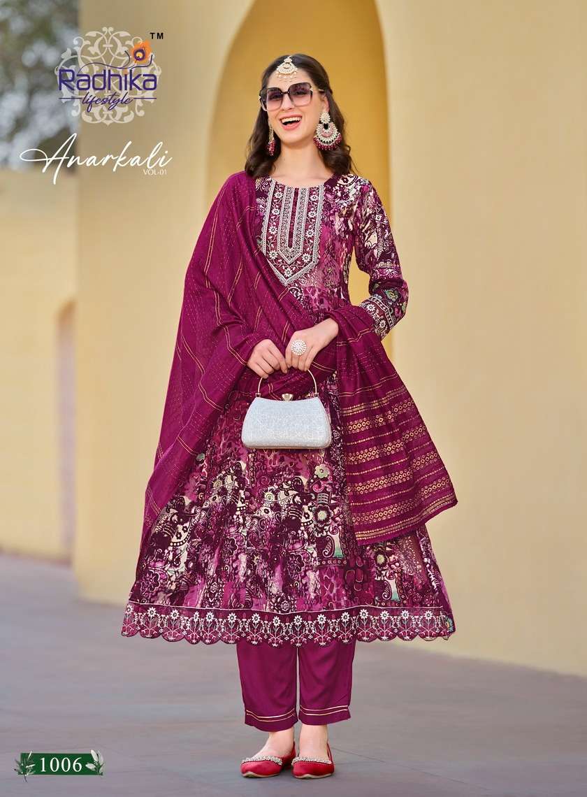 RADHIKA LIFESTYLE ANARKALI VOL 1 RAYON FANCY KURTI COMBO SET 