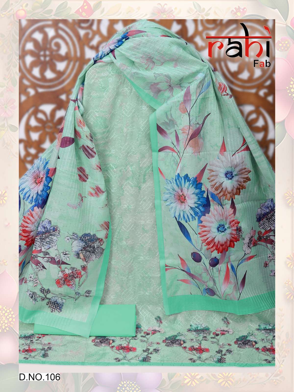 RAHI FAB RIHANNA COTTON DIGITAL PRINTS WITH FANCY WORK SUIT