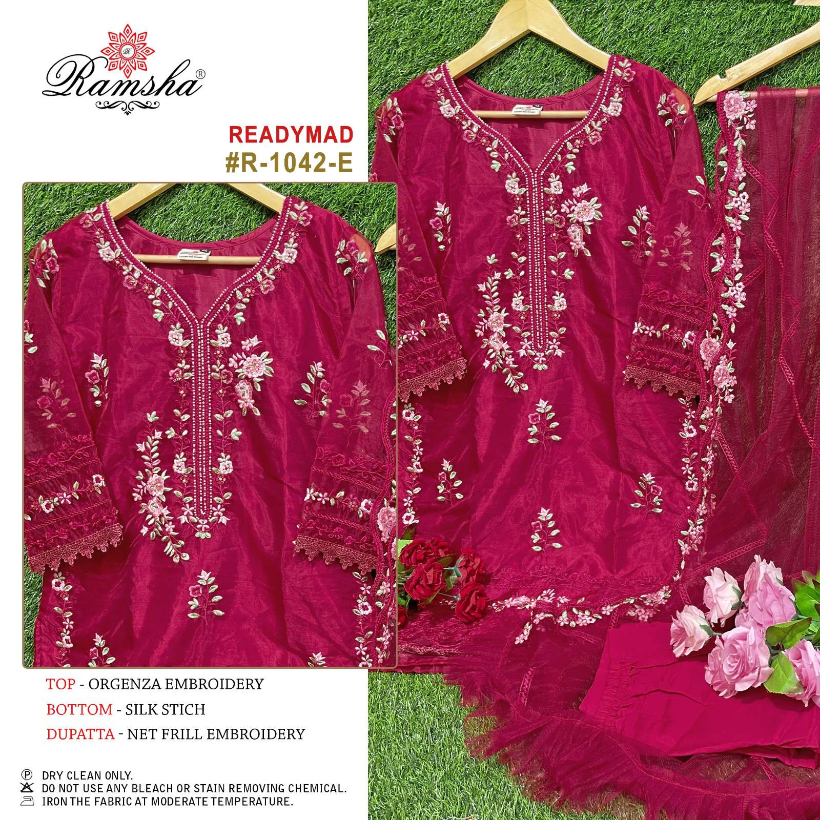 RAMSHA R 1042 ORGANZA EMBROIDERED SUIT