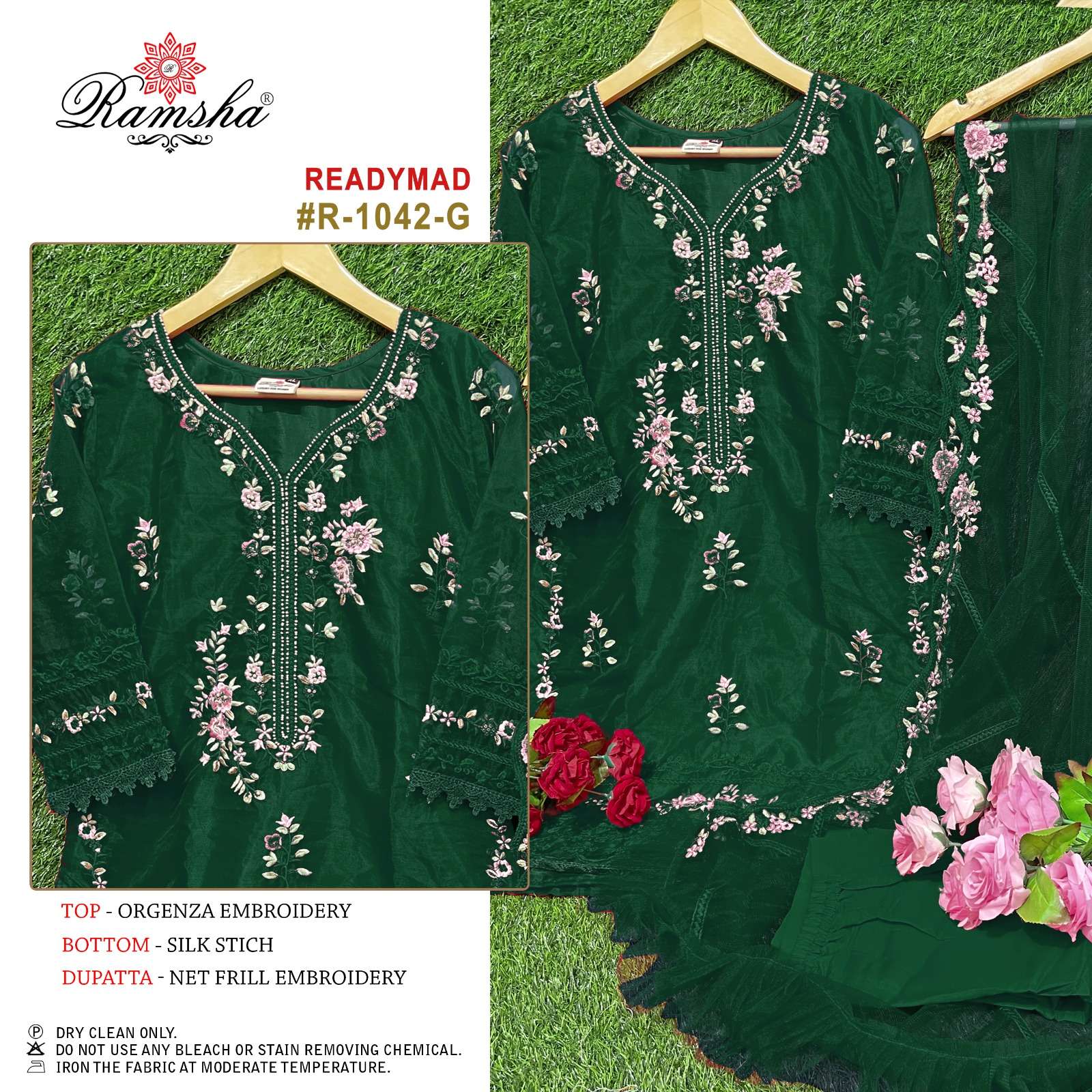 RAMSHA R 1042 ORGANZA EMBROIDERED SUIT