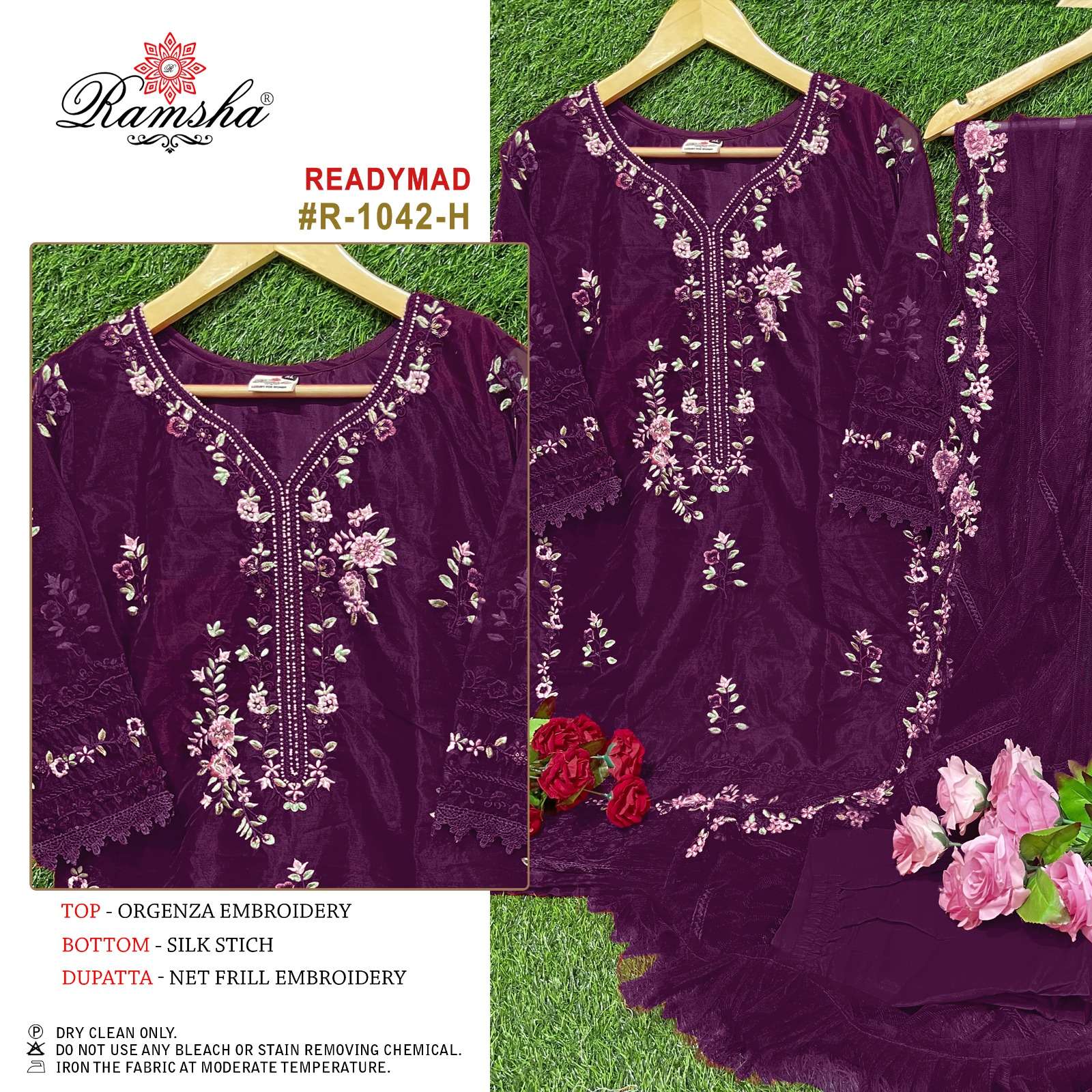 RAMSHA R 1042 ORGANZA EMBROIDERED SUIT