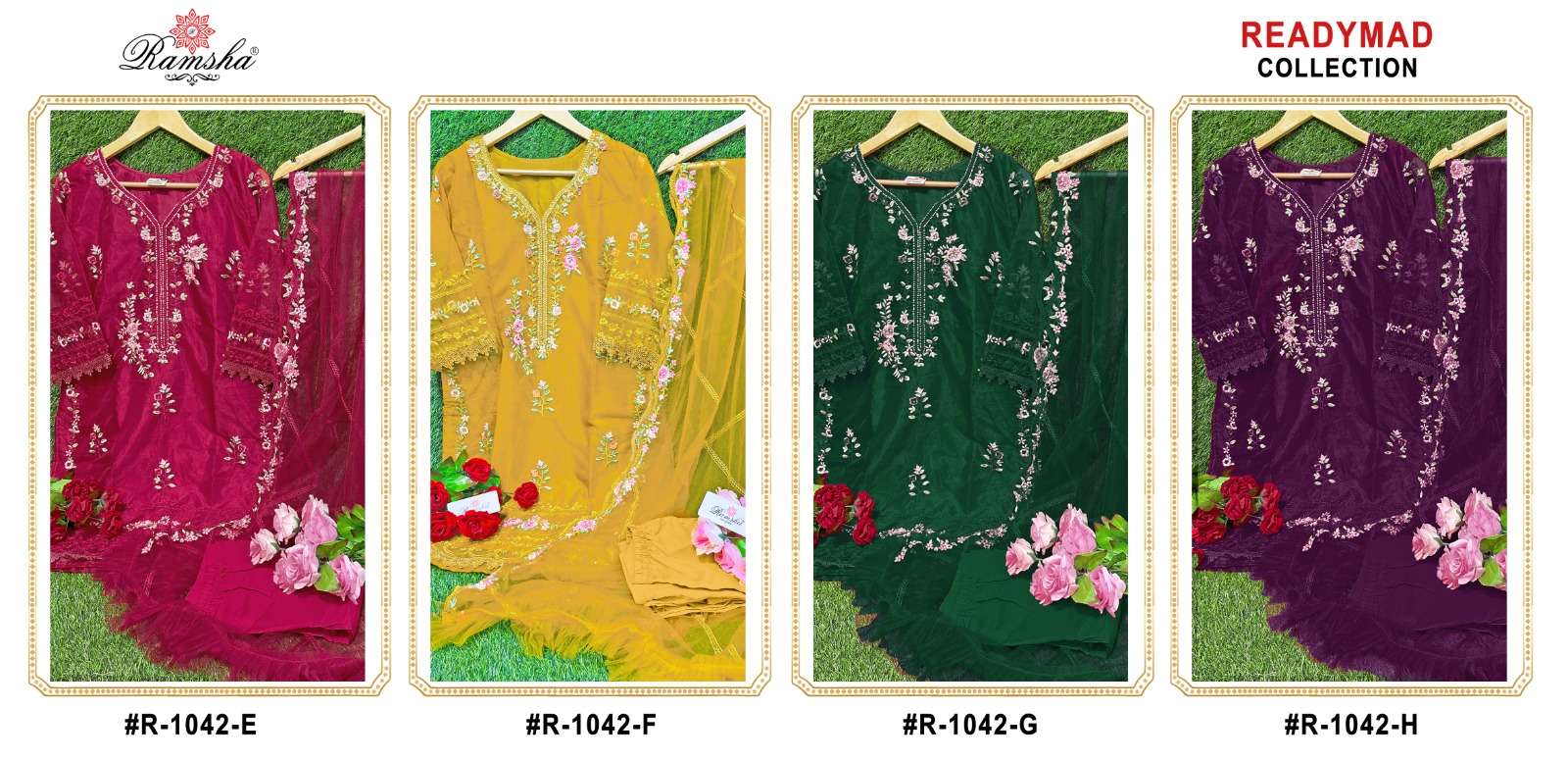RAMSHA R 1042 ORGANZA EMBROIDERED SUIT