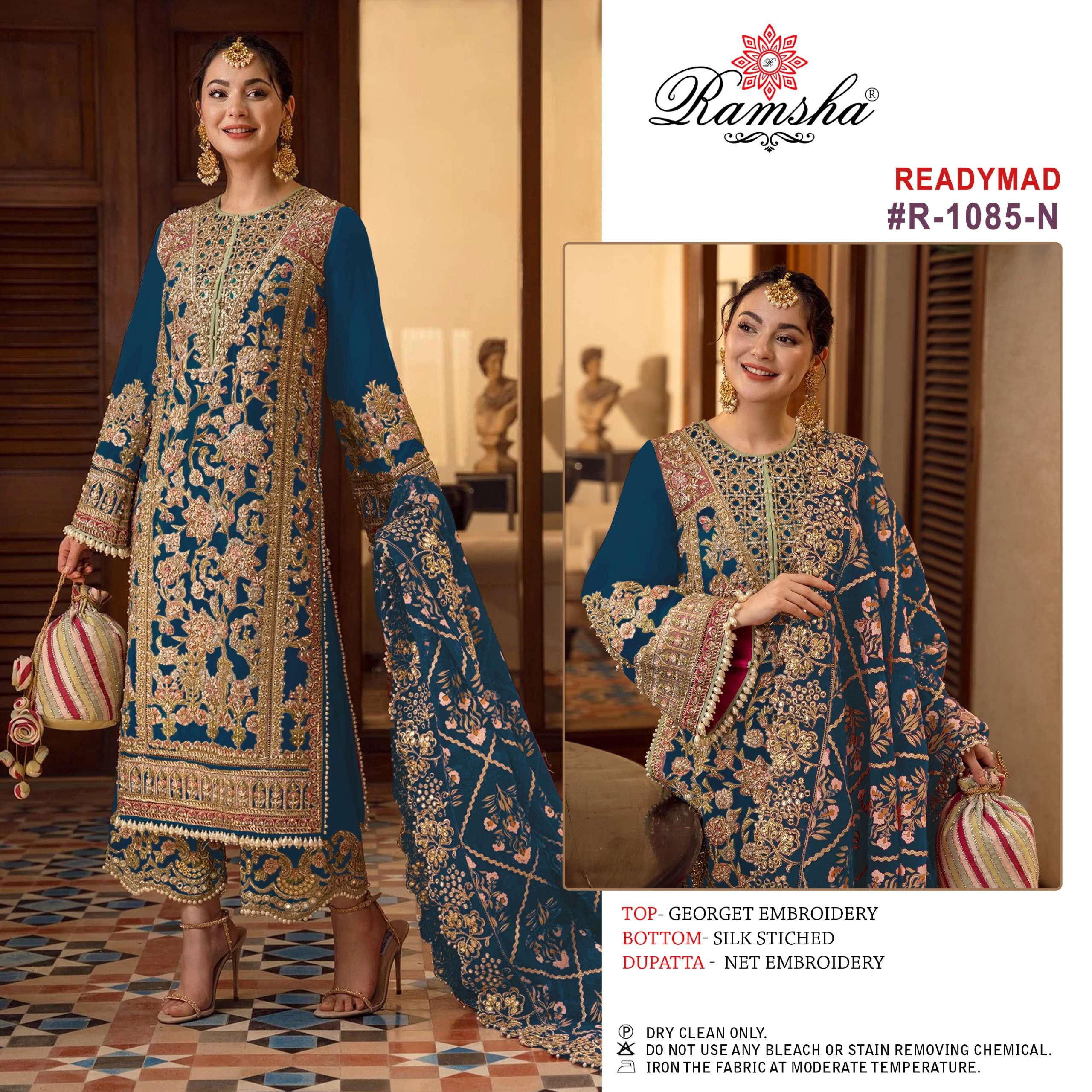 RAMSHA R 1085 GEORGETTE BEAUTIFUL EMBROIDERED SUIT