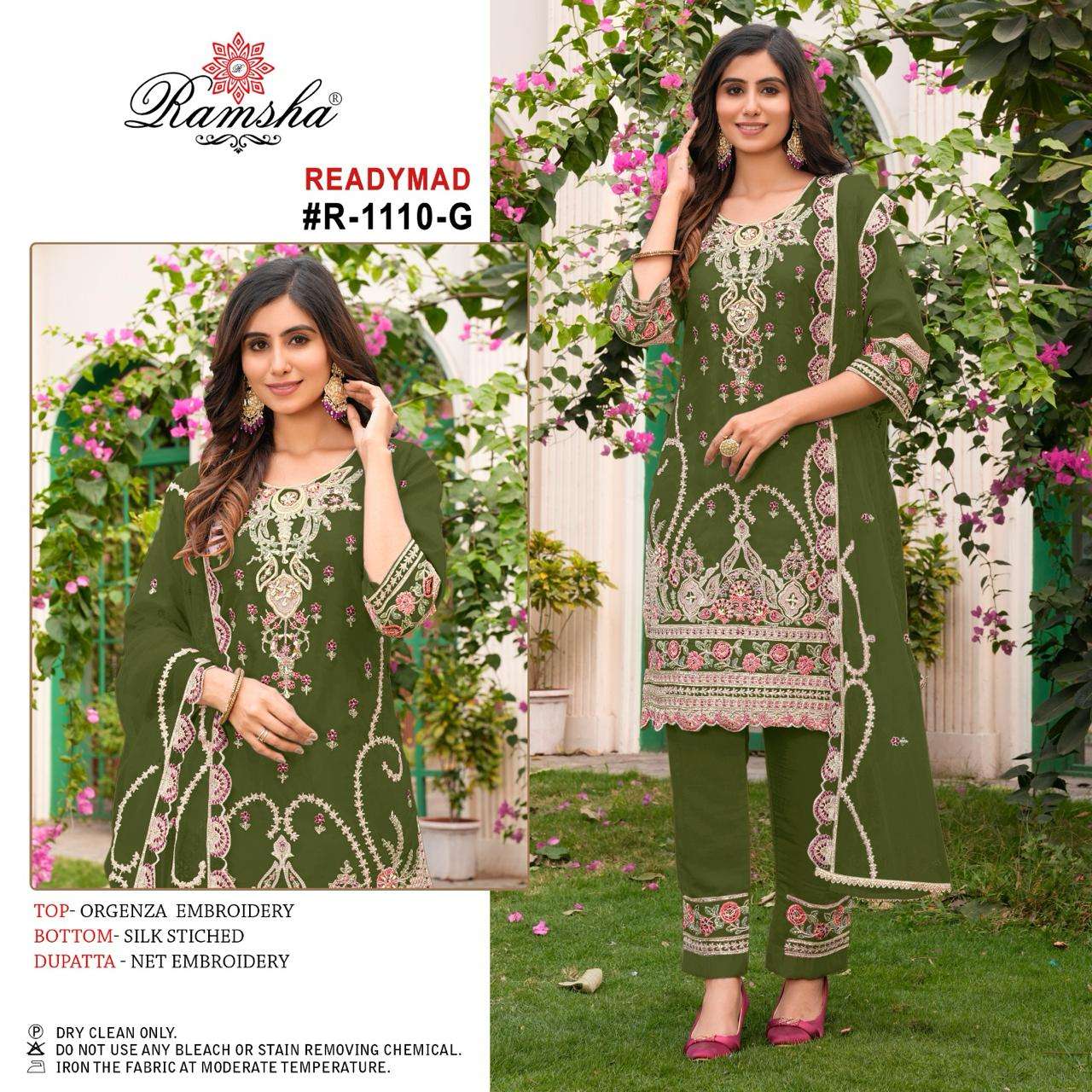 RAMSHA  R 1110 NX ORGANZA BEAUTIFUL EMBROIDERY DESIGNER SUIT