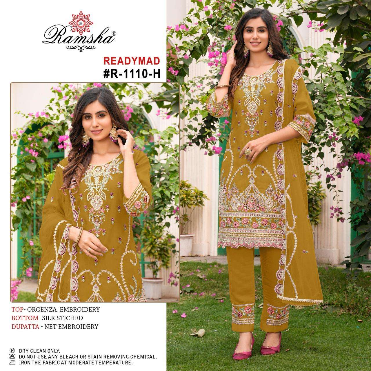 RAMSHA  R 1110 NX ORGANZA BEAUTIFUL EMBROIDERY DESIGNER SUIT