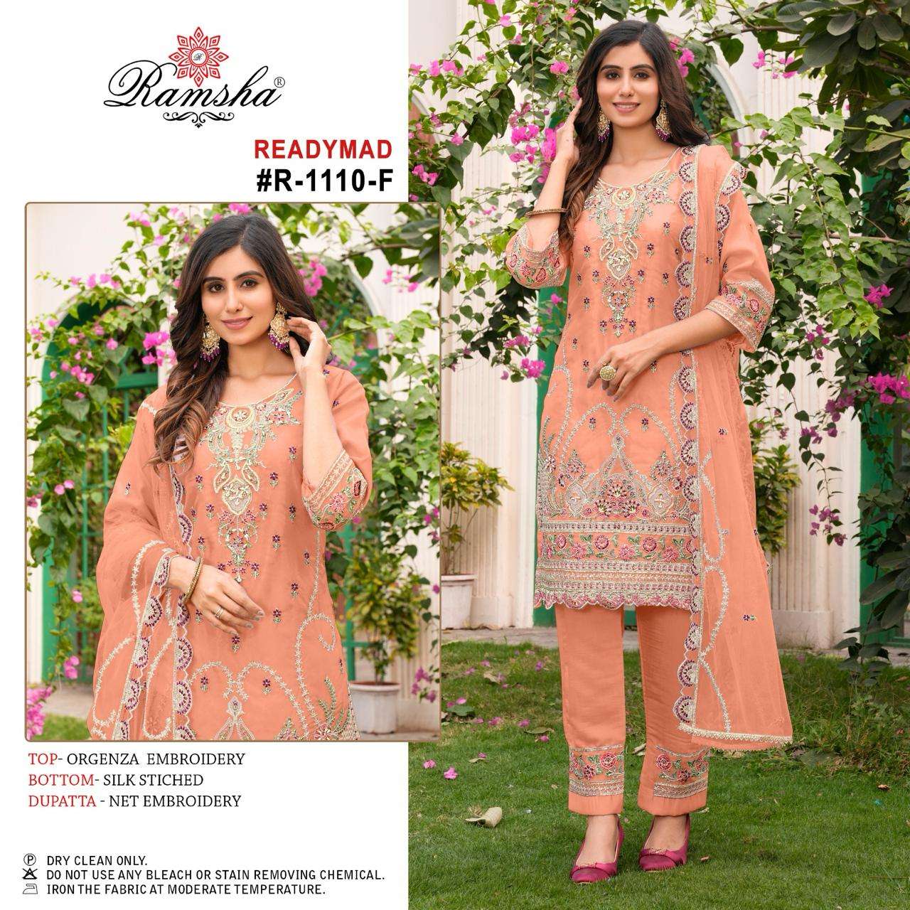 RAMSHA  R 1110 NX ORGANZA BEAUTIFUL EMBROIDERY DESIGNER SUIT